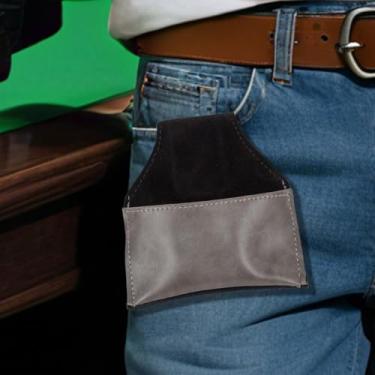 Imagem de Suporte magnético de giz para taco de sinuca com clipe de cinto, suporte de giz de bilhar de couro PU, acessórios portáteis de bilhar (cinza)