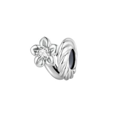 Imagem de 1 peça prata elegante mês berloque para mulheres, faça você mesmo, fabricação de joias e roupa diária combinando joias decoração presente para a mãe (maio), 10.4*10mm, Prata, Sem Pedra Preciosa