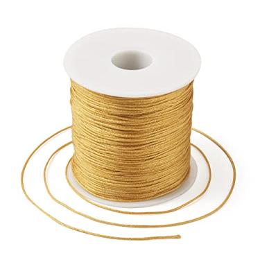 Imagem de Cordão de nylon de 0,8 mm para fabricação de pulseiras chinesas de 109 metros, fio de contas para pulseiras trançadas Kumihimo, colares de macramê artesanal, sino de vento (Goldenrod)