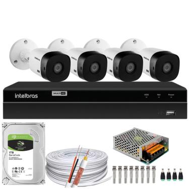 Imagem de Kit Cftv Monitoramento 4 Cameras Intelbras 1120 Mhdx 1208 1t