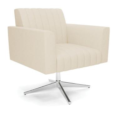 Imagem de Poltrona Giratória Viena Gomada Linho Base Cromada - D'rossi Cor A19 Bege