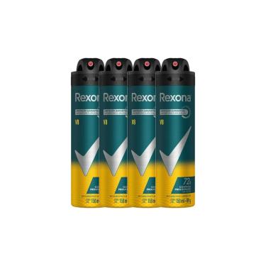 Imagem de Kit 4 Desodorante Antitranspirante Aerosol Masculino Rexona V8 72 horas 150ml