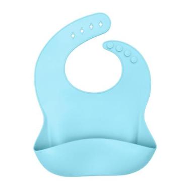 Imagem de Babador De Silicone Pescoço Ajustável Com Pega Migalhas Para Refeição 