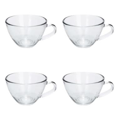 Imagem de Jogo Xicara Cha Cafe Vidro Incolor Temperado 4pcs