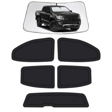 Imagem de Persianas de janela de carro para Chevrolet Colorado 2015-2022, capas de janela de carro completas para privacidade, para-sol para Colorado dianteiro traseiro para-brisa janelas laterais para bloquear