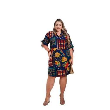 Imagem de Vestido Chamise feminina estampada plus size confortável manga curta -
