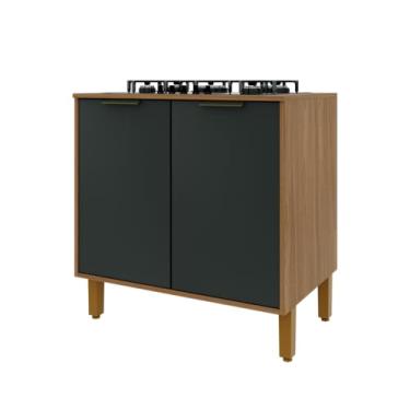 Imagem de Balcão Para Cooktop Toronto 0,80 Com 2 Portas Armário De Cozinha (Freijó/Chumbo)