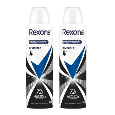 Imagem de Kit 2 Desodorante Antitranspirante Aerosol Feminino Rexona Invisible 72 horas 150ml