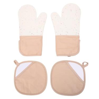 Imagem de AYNEFY Conjunto de Suportes de Panela de Luvas de Forno de Silicone, Luvas de Cozinha à Prova de Calor 500°F Luvas de Pegadores de Panela Antiderrapantes Laváveis ​​adequadas para (Bege)