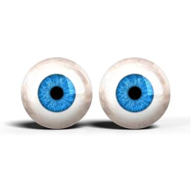 Imagem de Olhos de artesanato de vidro realistas de 2,5 cm, design de íris humana azul e cinza, conjunto de 2 peças, suprimentos para taxidermia e fabricação de bonecas - ONE POLEGADAS 25 mm (123-3-25)