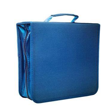 Imagem de Capa para CD/DVD com capacidade para 256 unidades, armazenamento, suporte, livreto da Rekukos (azul)