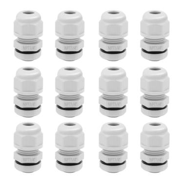 Imagem de Prensa-cabos à prova d'água, LISTENJIALE 12 peças de nylon NPT ajustável 4-8 mm juntas de glândula de cabo à prova d'água com juntas (cinza)