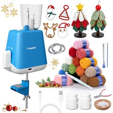 Imagem de Caydo Kit de fabricação iCord para iniciantes, conjunto de tricô i-Cord com 92 peças para artesanato faça você mesmo, tricô rápido iCord com máquina de tricô i Cord cria artesanato bonito, presente