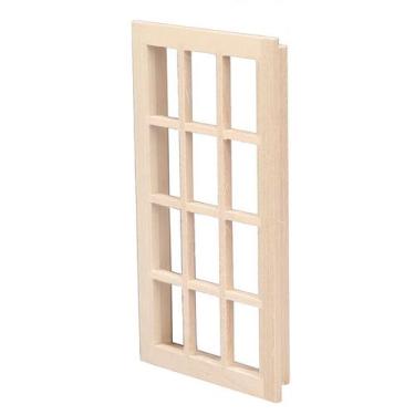 Imagem de Janela de casa de bonecas em miniatura em madeira de bétula inacabada 