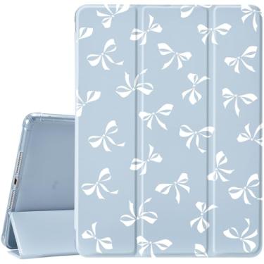 Imagem de JOYLAND Capa para iPad 6ª/5ª geração (2018/2017)/Air 2/Air de 9,7 polegadas com suporte para lápis - despertar/hibernar automaticamente, linda estampa de laço branco antiarranhões à prova de choque