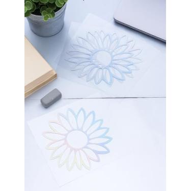 Imagem de 4 folhas de adesivos de carro à prova d'água, decalque de carro de papel colorido girassol autoadesivo, decalque de vinil de desenho de flor para decoração de casa de janela de capacete de motocicleta