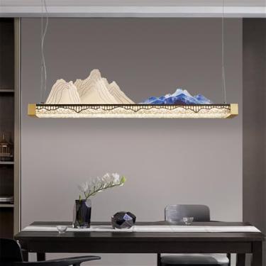 Imagem de Luminária pendente contemporânea de LED para restaurante, estilo chinês retrô, criativa, para balcão de bar, sala de estar, quarto, escritório, hotel ou casa de chá (Estilo 33 L120CM)