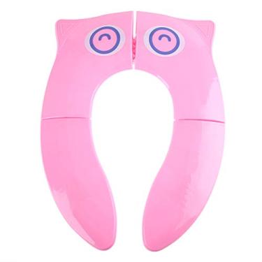 Imagem de Aqur2020 Capa de Assento Portátil para Penico, Assento Dobrável para Treinamento de Vaso Sanitário para Crianças, Padrão de Desenho Animado, Capa de Penico de Plástico para Uso (Coruja olhos grandes)