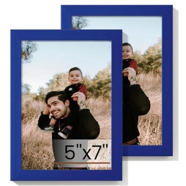 Imagem de Heimlove Conjunto de 2 porta-retratos 12,7 x 17,8 cm, molduras azuis de 12,7 x 18 cm, porta-retratos 12,7 x 17,8 cm, colagem de galeria de parede ou suporte de parede, moldura de pôster para documento