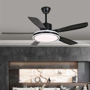 Imagem de Ventilador de teto moderno nórdico com controle remoto, luminária elétrica de luxo para sala de estar, restaurante, quarto, escritório, hotel e villa, com LED (Estilo 48, 1 unidade)