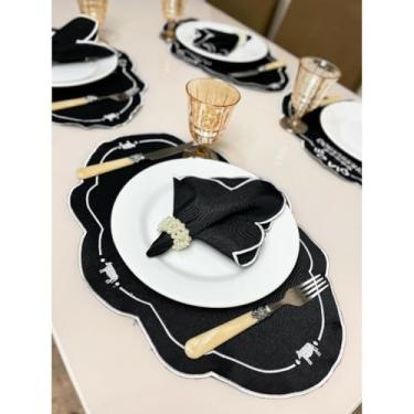 Imagem de Conjunto de 12 jogos americanos estilo americano Jogos americanos para uma mesa de jantar para 6 pessoas Arranjo de mesa Guardanapos redondos Mesa de jantar(Churrasco)