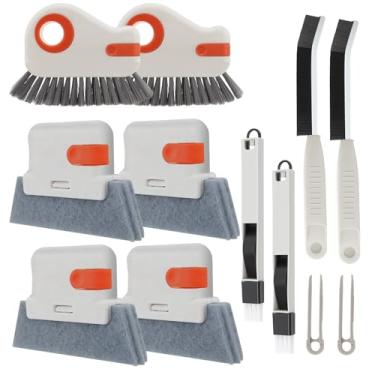 Imagem de Conjunto de ferramentas de limpeza de trilhos de janela, escovas de limpeza de peitoril de janela e sulcos com escova de cerdas duras e alicates de detritos para trilhos de porta deslizante, trilhos