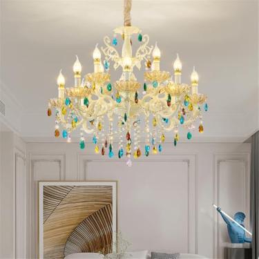 Imagem de Lustre de cristal de luxo europeu com LED para sala de estar americana, restaurante, quarto, villa, hotel, duplex, luminária pendente (F 12 lâmpadas)