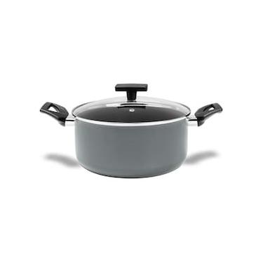 Imagem de Caçarola Brinox Preserve Ceramic Life Antiaderente 4,7L 24cm Tampa de Vidro Cinza