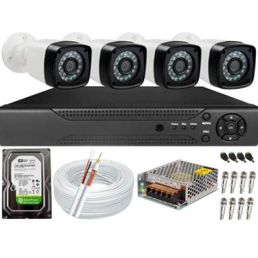 Imagem de Kit Cftv 4 Câmeras Segurança 2mp 1080p 20m Dvr Full Hd 4 Ch - Jortan