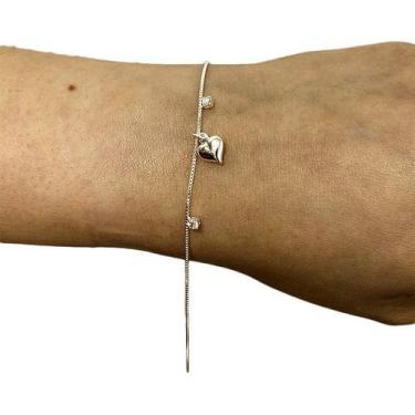 Imagem de Tornozeleira  Folheada Prata 925 Legítima Coração Feminina - Papillon 