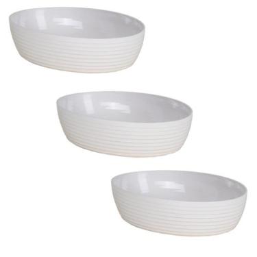 Imagem de Kit 3 Travessa Oval Com Friso LE CHEF 28x19,5x6 Cm Branca - Paramount