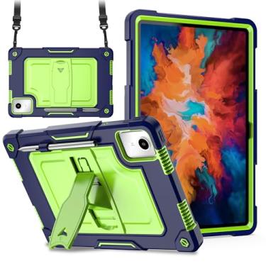 Imagem de Doemoil Capa para tablet Lenovo Tab M11/K11 LTE/Idea Tab 11 polegadas (TB336F) 11 polegadas 2024/2025 11 polegadas, capa infantil com suporte à prova de choque (azul marinho/verde)
