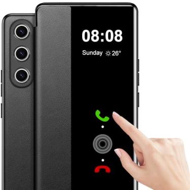 Imagem de Capa flip de couro transparente S-View para Samsung S25 para Samsung Galaxy S25 para Samsung Galaxy S25, capa protetora rígida à prova de choque 5G S25, visão clara