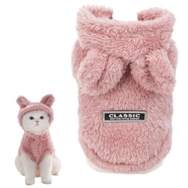 Imagem de PayaSnug Moletom com capuz para cães com orelhas de coelho, suéter de inverno de pelúcia com anel D, casaco quente para cães e gatos pequenos, roupas de inverno para filhotes de cachorro para