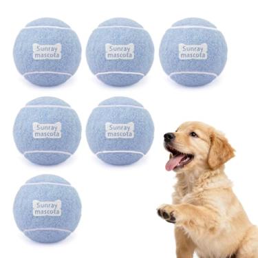 Imagem de Sunraymascota Bolas de tênis para cães de 6,3 cm, pacote com 6, salto silencioso, núcleo de borracha resistente, brinquedos de busca e treinamento duráveis para brincadeiras internas/externas, para
