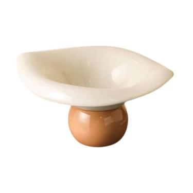 Imagem de Generic Fruteira com pedestal, bandeja para servir sobremesas, centro de mesa, suporte para exibição, fruteira com pé para sala de jantar, decoração de mesa, Café Branco