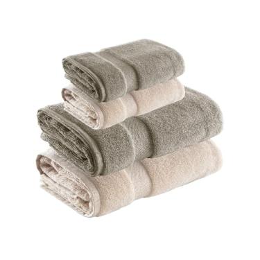 Imagem de Jogo de Toalhas Super Soft Zero Twist 4 Pe�as � Banh�o e Rosto � 500g/m� � Toque Macio, Alta Absor��o e Secagem R�pida � Altihaus (Bege/Taupe)