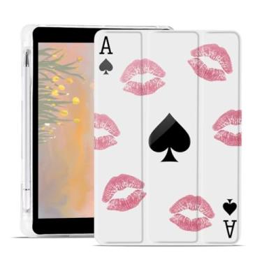 Imagem de AdorableWhimsy Capa com impressão Ace of Spades para iPad Air de 11 polegadas M3/M2(2025/2024) para iPad Air 5ª/4ª 11 polegadas 2022/2020 capa protetora de couro com design de pôquer fofo capa