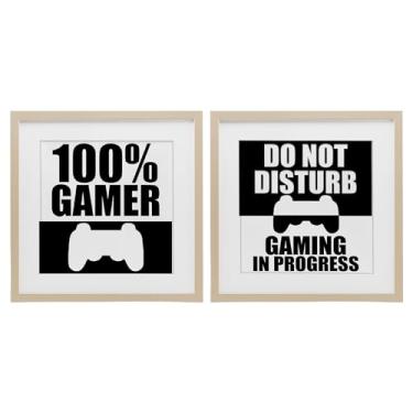 Imagem de Stupell Industries Competitive Gamer Preto e Branco 2 Peças Impressão Emoldurada Bétula Conjunto de Vidro Design por Kim Allen, 40,6 x 40,6 cm