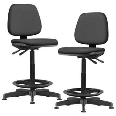 Imagem de Kit 02 Cadeiras Caixa Alta Giratória Estofada Work F02 Crepe Preto - Lyam Decor