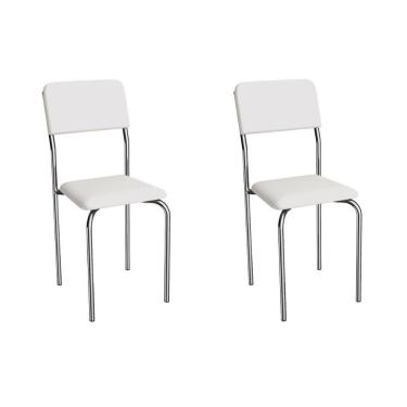 Imagem de Cadeira Sala De Jantar Ibiza 2c133cr Aço Kit 2 Un Cromado/ano Branco - Kappesberg
