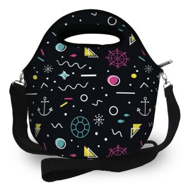 Imagem de Lancheira Térmica Em Neoprene Com Alça - ISOPRENE - Abstrato Black-Unissex