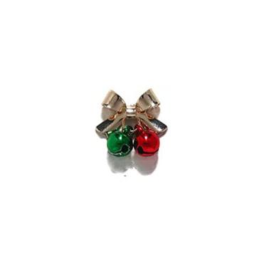 Imagem de Sinos de strass para unhas de Natal com laço de alce sinos de Natal ornamento de unhas 3D joias de unhas (A-5 peças)