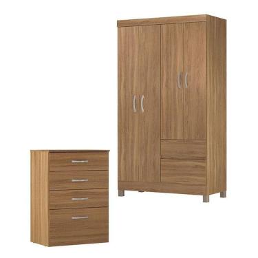 Imagem de Cômoda Astral E Guarda Roupa Solteiro Lótus Amêndola Touch - Demóbile