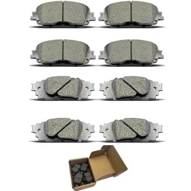Imagem de Kit de pastilhas de freio para Toyota Camry Hybrid/XLE/XSE para 19-22 para Rav4 para Lexus ES350 ES300h ES250 UX200 UX250h D1879 D2076 8 peças Freio de cerâmica dianteiro e traseiro Pastilhas