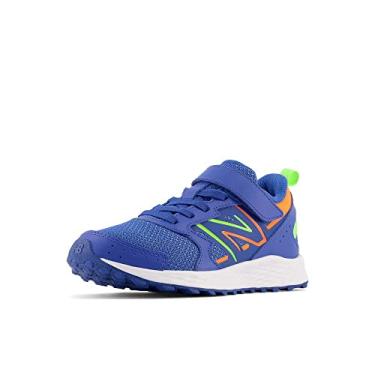 Imagem de New Balance Tênis de corrida unissex infantil Fresh Foam 650 V1 Hook and Loop, Cobalto/Verde Pixel, Laranja Blaze, 4 Wide Infant