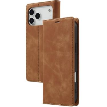 Imagem de LTLMYDAM Capa carteira para iPhone 17 Pro Max/17 Pro/Air/17, porta-cartões de couro, capa de proteção completa antirarranhões, capa interna macia, laranja, 17 Pro Max