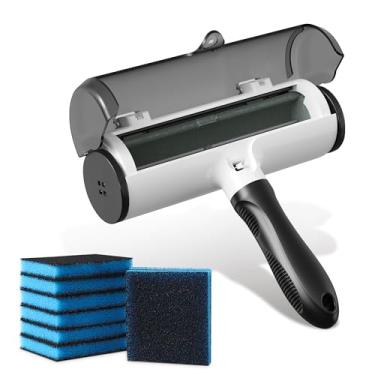 Imagem de Removedor de pelos de animais de estimação para roupas – Escova reutilizável + 6 esponjas captadoras de pelos de lavanderia, remoção de pelos e fiapos de ação dupla para roupas, móveis, roupa de cama