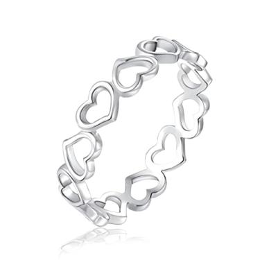 Imagem de THJEW Lindo anel delicado vazado, banhado a platina, joia para mulheres e meninas, Platina, Sem pedra preciosa