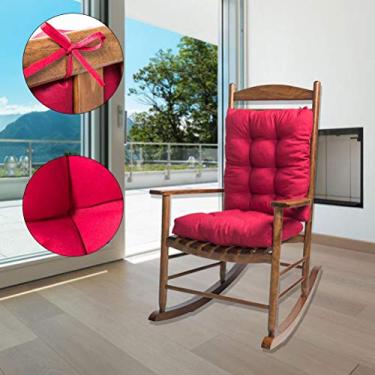 Imagem de Acouto 2 PCS Conjunto de Acaso de Cadeira de Balanço | Almofadas Grossas para Cadeiras de Vime e Móveis de Jardim | Almofadas Elegantes de Bancada Ao Ar Livre Com (Vinho tinto)